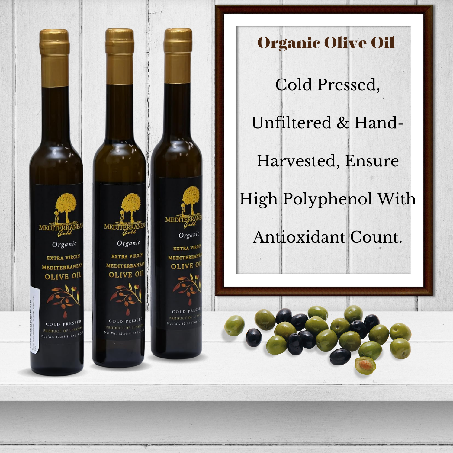 Organic Extra Virgin Olive Oil Cold Pressed 12.68 FL - Mediterranean Gold