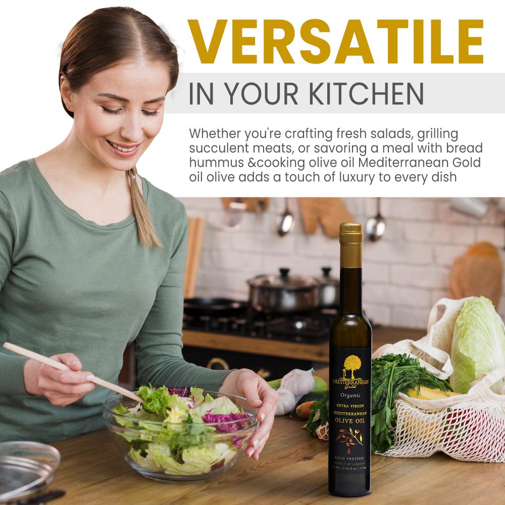 Organic Extra Virgin Olive Oil Cold Pressed 12.68 FL - Mediterranean Gold