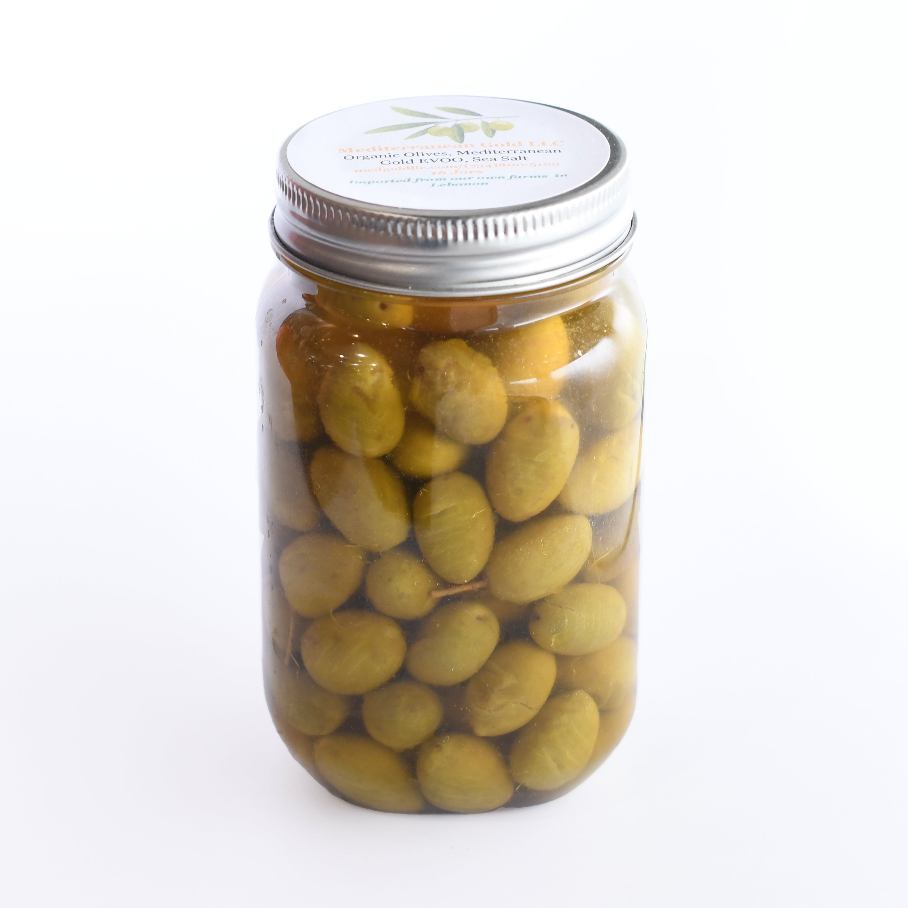 Premium Organic Green Olives in Brine by Mediterranean Gold