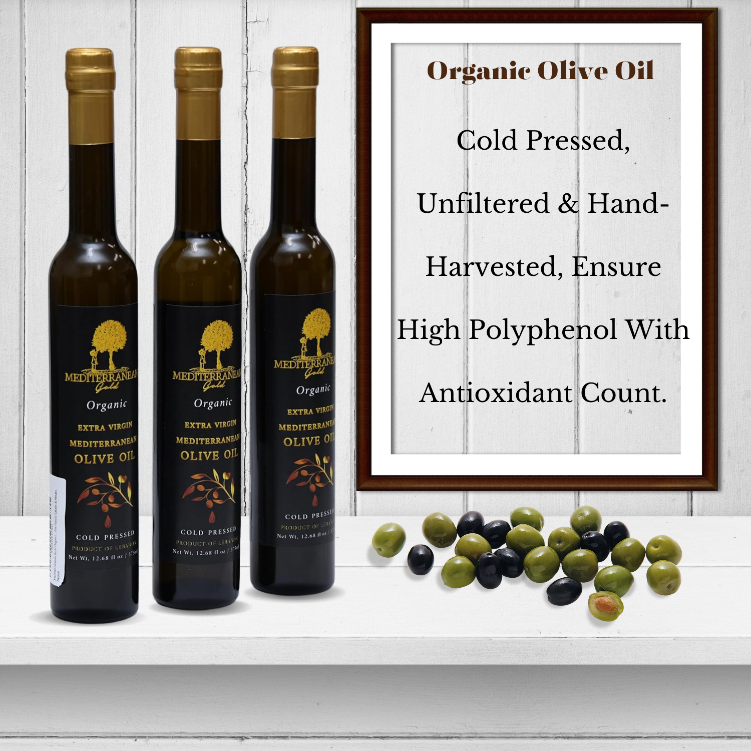 Organic Extra Virgin Olive Oil Cold Pressed 12.68 FL -  Mediterranean Gold