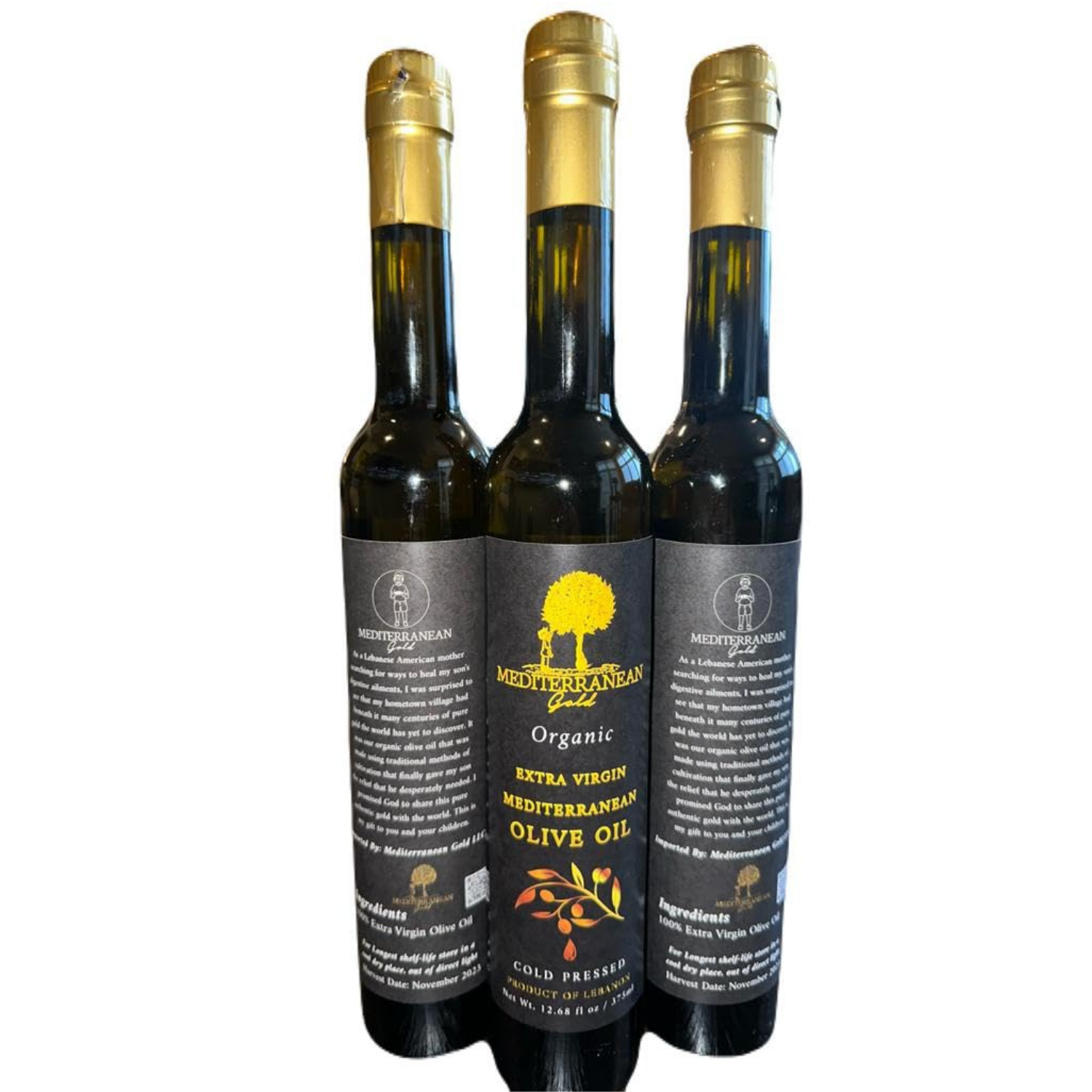 Organic Extra Virgin Olive Oil Cold Pressed 12.68 FL -  Mediterranean Gold