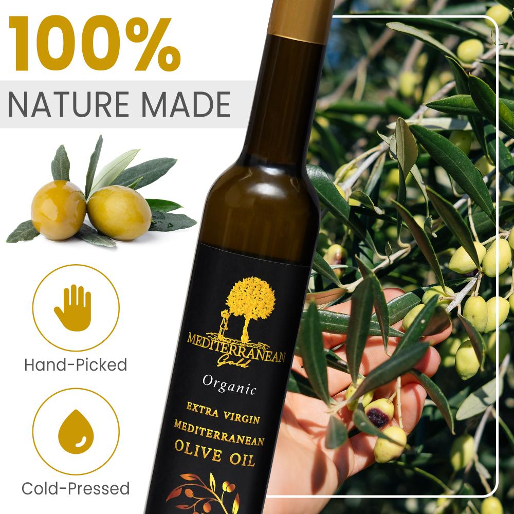 Organic Extra Virgin Olive Oil Cold Pressed 12.68 FL -  Mediterranean Gold