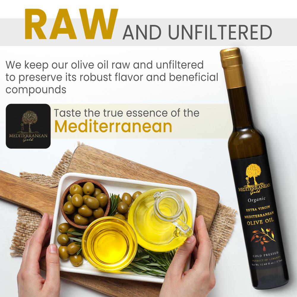 Organic Extra Virgin Olive Oil Cold Pressed Pack of 2 Bottles -  Mediterranean Gold